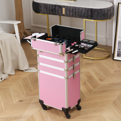 4-in-1 Aluminiumlegierung – Trolley, Beauty-Koffer, Kosmetikkoffer, Stickerei-Box