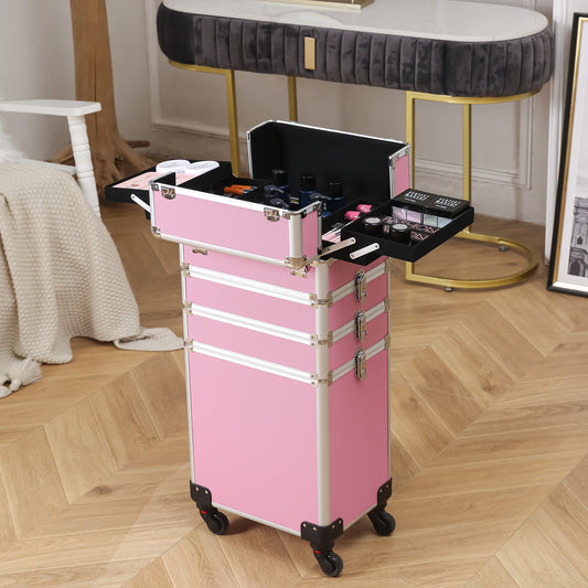 4-in-1 Aluminiumlegierung – Trolley, Beauty-Koffer, Kosmetikkoffer, Stickerei-Box