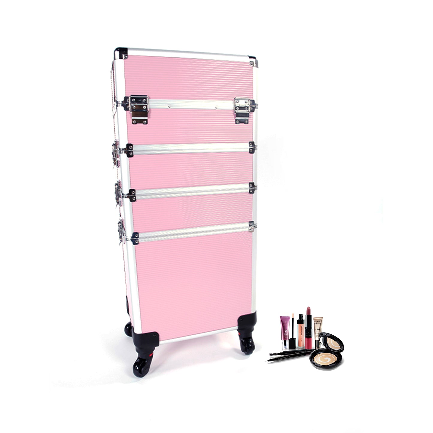 4-in-1 Aluminiumlegierung – Trolley, Beauty-Koffer, Kosmetikkoffer, Stickerei-Box