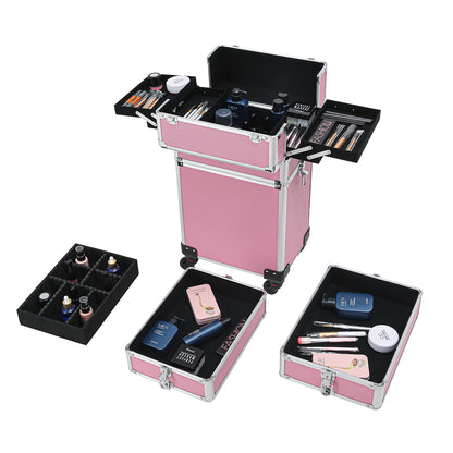 4-in-1 Aluminiumlegierung – Trolley, Beauty-Koffer, Kosmetikkoffer, Stickerei-Box